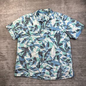 Tommy Bahama Shirt Mens Medium Blue Island Zone Camp Performance Coconut Point